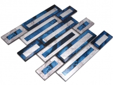 Muestra de mano mosaico de vidrio mosaico azulejo 2D look negro azul gris sombreado MOS88-W9_m