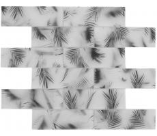 Muestra de mano mosaico de vidrio mosaico azulejo compuesto blanco negro mate hoja mirada MOS88-FL25_m