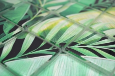 Muestra de mano mosaico de vidrio mosaico azulejo selva tropical verde hojas óptica MOS88-Pic01_m