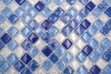 Mano patrón de mosaico de vidrio azulejo de mosaico azul blanquecino MOS92-0104_m