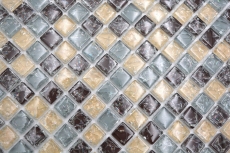 Muestra de mano mosaico de vidrio mosaico azulejo roto gris beige marrón MOS92-1302_m