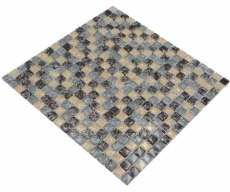 Muestra de mano mosaico de vidrio mosaico azulejo roto gris beige marrón MOS92-1302_m