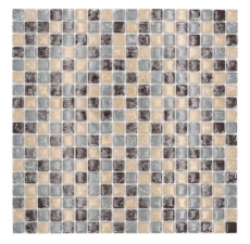 Muestra de mano mosaico de vidrio mosaico azulejo roto gris beige marrón MOS92-1302_m