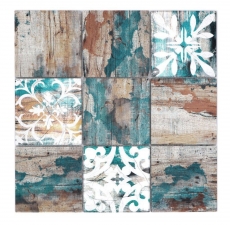 Muestra de mano mosaico de vidrio mosaico azulejo Piastrella Vintage Patchwork beige pertrol efecto madera ornamento MOS160-W850_m