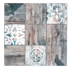Muestra de mano mosaico de vidrio mosaico azulejo Piastrella vintage patchwork gris marrón verde pastel efecto madera ornamento MOS160-W950_m