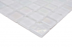 Muestra de mano mosaico de vidrio mosaico azulejo pequeño flip flop iridiscente blanco multicolor MOS65-S10_m