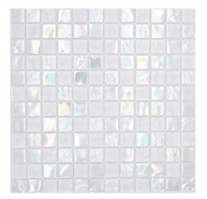 Muestra de mano mosaico de vidrio mosaico azulejo pequeño flip flop iridiscente blanco multicolor MOS65-S10_m