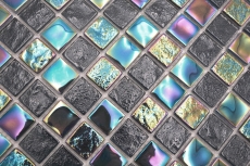 Mano patrón de vidrio mosaico mosaico azulejo pequeño flip flop iridiscente negro zafiro multicolor MOS65-S65_m