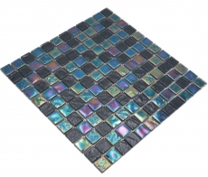 Mano patrón de vidrio mosaico mosaico azulejo pequeño flip flop iridiscente negro zafiro multicolor MOS65-S65_m