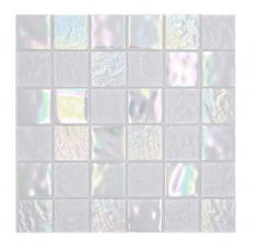 Mano patrón de mosaico de vidrio mosaico azulejo medio flip flop iridiscente blanco multicolor MOS66-S10-48_m