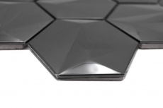 Muestra de mano acero inoxidable hexágono mosaico azulejos 3D acero tungsteno brillante/mate MOS128-PL_m
