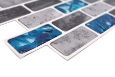 Muestra de mano vinilo autoadhesivo mosaico película rectángulo compuesto gris azul iridiscente MOS200-MS8_m