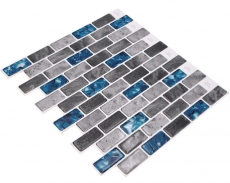 Muestra de mano vinilo autoadhesivo mosaico película rectángulo compuesto gris azul iridiscente MOS200-MS8_m