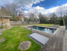 Muestra de mano mosaico de vidrio piscina mosaico flotante gris basalto look gris oscuro MOS200-A09_m