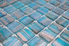 Muestra de mano mosaico de vidrio mosaico azulejo azul turquesa perla genciana cobre iridiscente MOS230-G62_m
