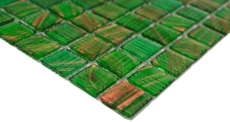 Muestra de mano mosaico de vidrio mosaico azulejo luz verde perla luz verde oro cobre iridiscente MOS230-G24_m