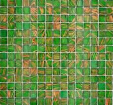 Muestra de mano mosaico de vidrio mosaico azulejo luz verde perla luz verde oro cobre iridiscente MOS230-G24_m