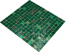 Muestra de mano mosaico de vidrio mosaico azulejo verde ópalo cobre iridiscente MOS230-G28_m