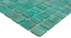 Muestra de mano mosaico de vidrio mosaico azulejo verde turquesa cobre iridiscente MOS230-G65_m
