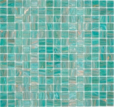 Muestra de mano mosaico de vidrio mosaico azulejo verde turquesa cobre iridiscente MOS230-G65_m