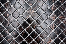 Muestra de mano mosaico de vidrio mosaico azulejo negro cobre iridiscente shimmering MOS230-G49_m
