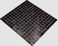 Muestra de mano mosaico de vidrio mosaico azulejo negro cobre iridiscente shimmering MOS230-G49_m