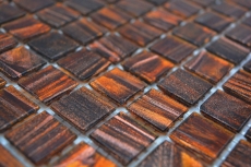 Muestra de mano mosaico de vidrio mosaico azulejo marrón oscuro oro cobre iridiscente MOS230-G36_m
