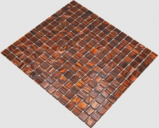 Muestra de mano mosaico de vidrio mosaico azulejo marrón oscuro oro cobre iridiscente MOS230-G36_m