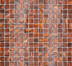 Muestra de mano mosaico de vidrio mosaico azulejo marrón oscuro oro cobre iridiscente MOS230-G36_m