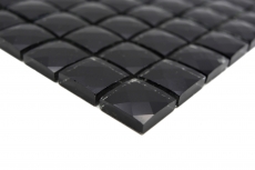 Muestra de mano mosaico de vidrio QUADRAT CRYSTAL GLITZER negro pared interior salón cocina baño ducha MOS130-X826_m