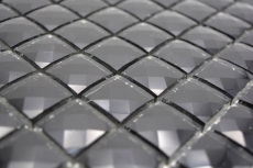 Muestra de mano mosaico de vidrio QUADRAT CRYSTAL GLITZER negro pared interior salón cocina baño ducha MOS130-X826_m