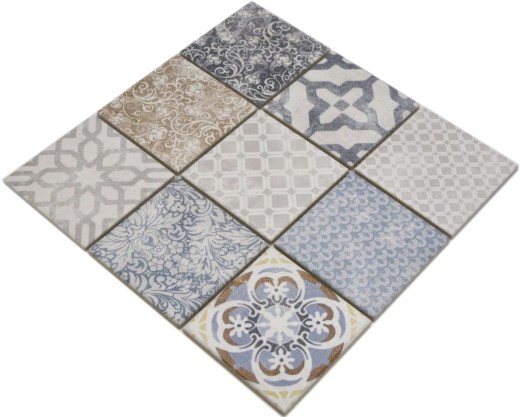 Muestra de mano Jasba Patrón mosaico cerámica gres multicolor mate aspecto retro cocina baño ducha MOSJBPV20_m