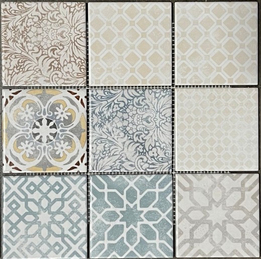 Muestra de mano Jasba Patrón mosaico cerámica gres multicolor mate aspecto retro cocina baño ducha MOSJBPV20_m