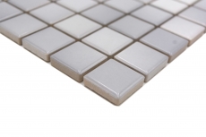 Muestra de mano Jasba Agrob Buchtal Fresh mosaico cerámica gres mezcla gris plata brillante cocina baño ducha MOSJBF219_m