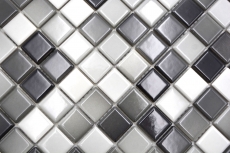 Muestra de mano Jasba Agrob Buchtal Fresh mosaico cerámica gres blanco gris mezcla brillante cocina baño ducha MOSJBF221