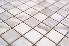 Muestra de mano Jasba Agrob Buchtal Fresh Marble & More mosaico gres cerámico aspecto carrara blanco brillante aspecto mármol cocina baño ducha MOSJBMM17_m