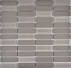 Mosaico de azulejos de cerámica varillas gris sin esmaltar vidrio azulejo backsplash MOS24-0204