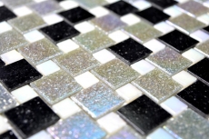 Muestra de mano mosaico azulejo de vidrio combinación gris iridio negro MOS57-K05_m