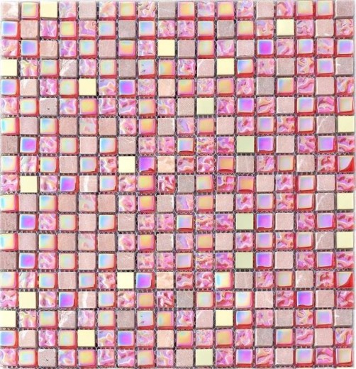 Mosaico azulejo translúcido rojo rosa oro mosaico de vidrio Cristal piedra EP rojo rosa oro MOS92-1208