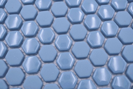 Muestra de mano Hexágono Esmalte mezcla azul brillante/mate pared azulejo backsplash cocina ducha baño MOS140-0401_m