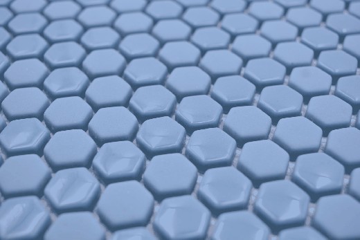 Muestra de mano Hexágono Esmalte mezcla azul brillante/mate pared azulejo backsplash cocina ducha baño MOS140-0401_m