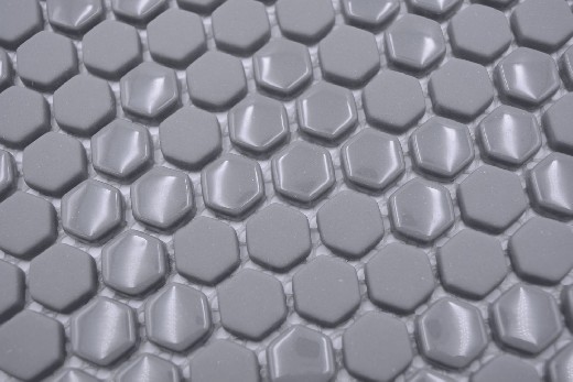 Muestra de mano Hexágono Esmalte mezcla gris brillante/mate pared azulejo backsplash cocina ducha baño MOS140-0201_m