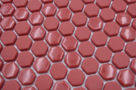 Muestra de mano Hexágono Esmalte mezcla rojo brillante/mate pared azulejo backsplash cocina ducha baño MOS140-0901_m