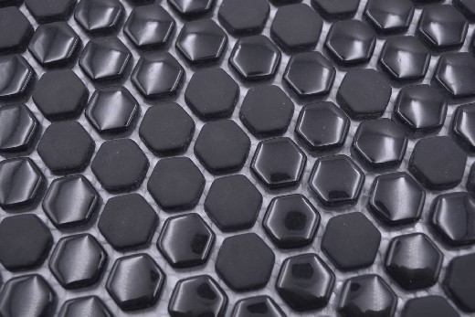Muestra de mano Hexágono Esmalte mezcla negro brillante/mate pared azulejo backsplash cocina ducha baño MOS140-0301_m