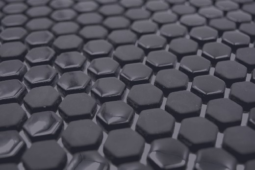 Muestra de mano Hexágono Esmalte mezcla negro brillante/mate pared azulejo backsplash cocina ducha baño MOS140-0301_m