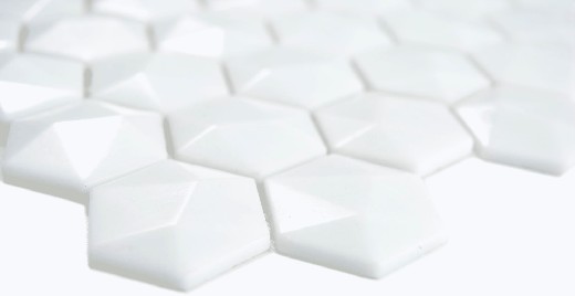 Muestra de mano Hexágono ECO uni blanco 3D azulejo de pared espejo cocina ducha baño MOS11-AR01_m