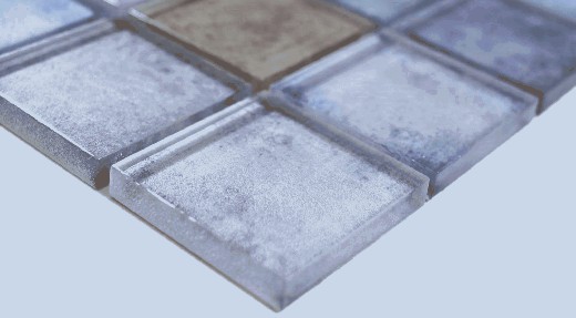 Muestra de mano mosaico de vidrio cuadrado Crystal mix Azul pared azulejo backsplash cocina ducha baño MOS88-0411_m