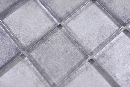 Muestra de mano mosaico de vidrio cuadrado Crystal mix gris pared azulejo backsplash cocina ducha baño MOS88-0020_m