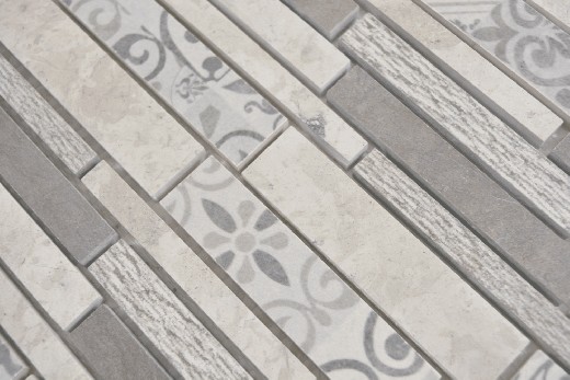 Muestra de mano compuesto mármol/cerámica mezcla gris 3F pared azulejo backsplash cocina ducha baño MOS180-D0927G_m