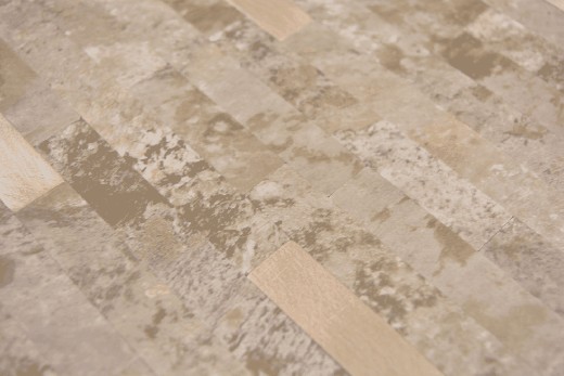 Muestra de mano vinilo compuesto efecto piedra Caliza marrón/oro mosaico azulejo pared backsplash MOS200-LBG_m